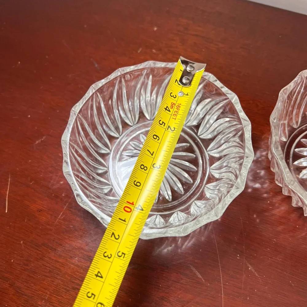 Vintage Clear Glass Berry Bowls Set of 2 Pressed Glass Dessert Bowls Starburst